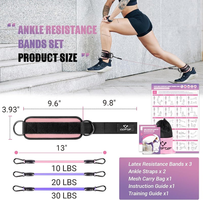 COFOF Ankle Resistance Bands with Cuffs, Ankle Bands for Working Out, Kickbacks Hip, Leg Glute Exercise Equipment with Training Poster, Resistance Workout Equipment for Women - Image 4